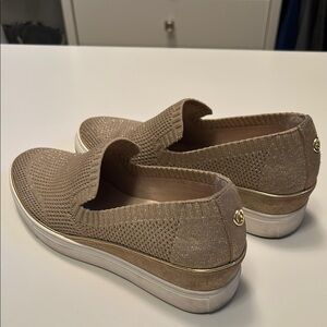 Wishbone Brand from Brown’s Shoes. Textured gold weave fabric - slip on.